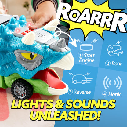 JOYIN 13 in 1 Dinosaur Toys for Kids 3-5, Dinosaur Truck with 12 Pull Back Cars, Small Cars Set, Birthday Gifts Toys for 3 4 5+ Year Old Boy, Transport Carrier Truck for Toddlers 3-4 Years Nirvana Guru