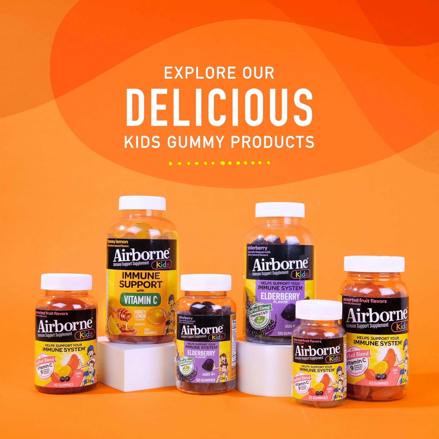 Airborne Vitamin C 500mg (per Serving) Kids Assorted Fruit Flavored Gummies (42 Count in a Bottle), Gluten-Free Immune Support Supplement with Vitamins A C E, Selenium, Echinacea & Ginger Nirvana Guru