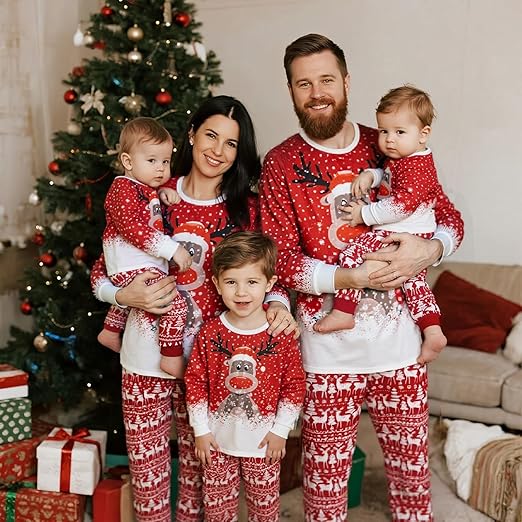 Matching Christmas Pajamas for Family Cute Printed Xmas Pajamas Set Holiday Family Sleepwear Sets for Womens Couples nirvanaguru