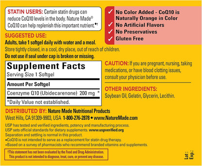 Nature Made CoQ10 200mg, Dietary Supplement for Heart Health Support, 105 Softgels, 105 Day Supply - Nirvana Guru