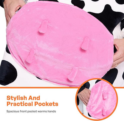 Giggling Getup Wearable Blanket Hoodie for Women and Men Sherpa Fleece Hooded Blanket Sweatshirt Warm Cozy Sherpa Wearable Throw Oversized Hoodie with Giant Pocket & Sleeves for Adult Cow nirvanaguru