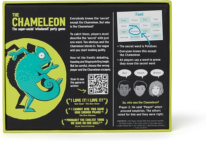 The Chameleon: Award-Winning Bluffing Board Game for Family, Adults & Friends | Includes 80 Extra Secret Words | Who is The Imposter? Nirvana Guru