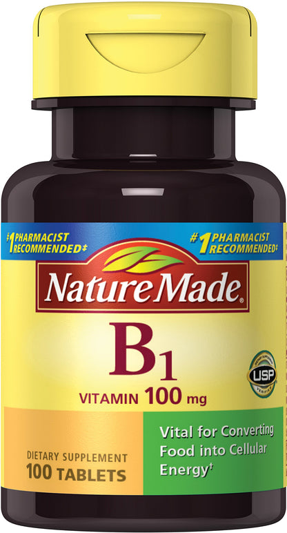 Nature Made Vitamin B1 100 mg, Dietary Supplement for Energy Metabolism Support, 100 Tablets, 100 Day Supply - Nirvana Guru