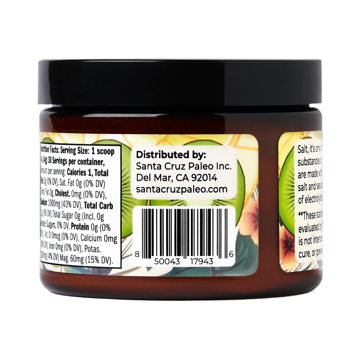 Santa Cruz Paleo Electrolyte Powder, Lemonade Flavor, Sugar Free Hydration Drink Mix with Himalayan Pink Salt, Sea Salt, Magnesium Glycinate, Potassium Chloride, Sweetened with Stevia, 30 Servings