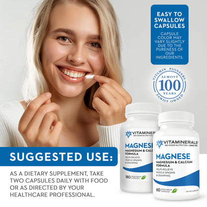 10 Magnese® Magnesium, Calcium & Vitamin D3, Bone & Muscle Support 180 Veggie caps Nirvana Guru