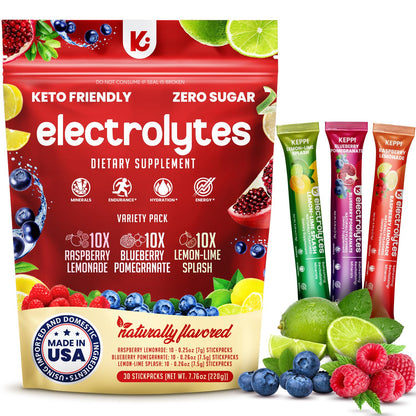 Keppi Electrolytes Powder Packets Assorted Flavors – Sugar Free Hydration Drink Mix with Potassium, Magnesium, Sodium – 30 Hydration Packets – Keto, Vegan, Fasting-Friendly, Zero Calorie - Nirvana Guru