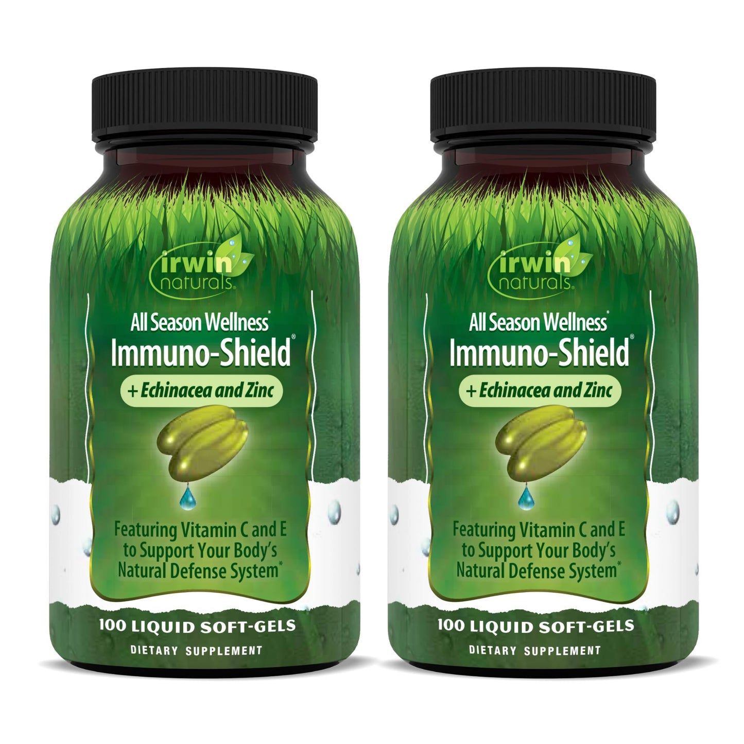 Irwin Naturals Immuno-Shield - 100 Liquid Softgels, Pack of 2 - All Season Wellness for Body's Natural Defense System - 32 Total Servings - Nirvana Guru