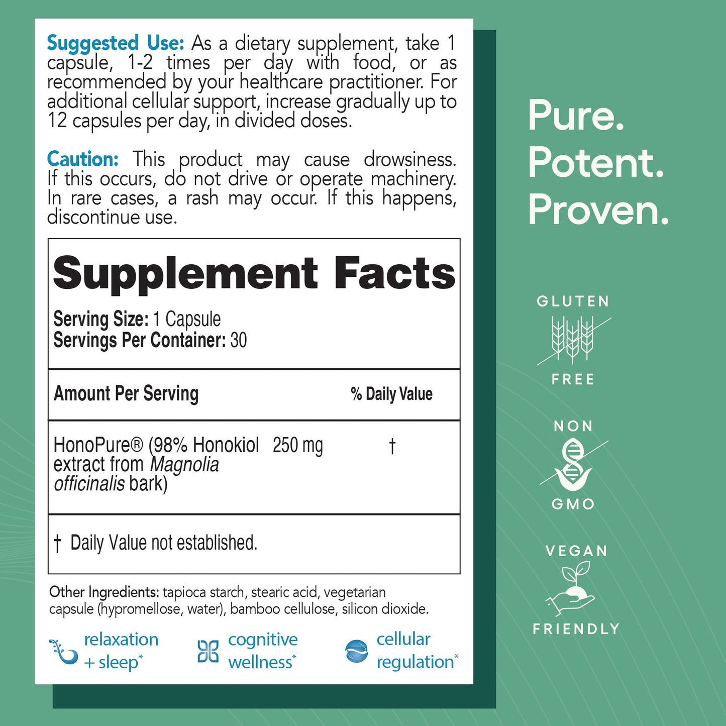 EcoNugenics – HonoPure – 120 Capsules | Professionally Formulated with 98% Pure Honokiol | Supports Cellular, Neurological & Cognitive Health | Safe, Effective & Highly Regarded Antioxidant - Nirvana Guru
