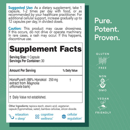 EcoNugenics – HonoPure – 120 Capsules | Professionally Formulated with 98% Pure Honokiol | Supports Cellular, Neurological & Cognitive Health | Safe, Effective & Highly Regarded Antioxidant - Nirvana Guru