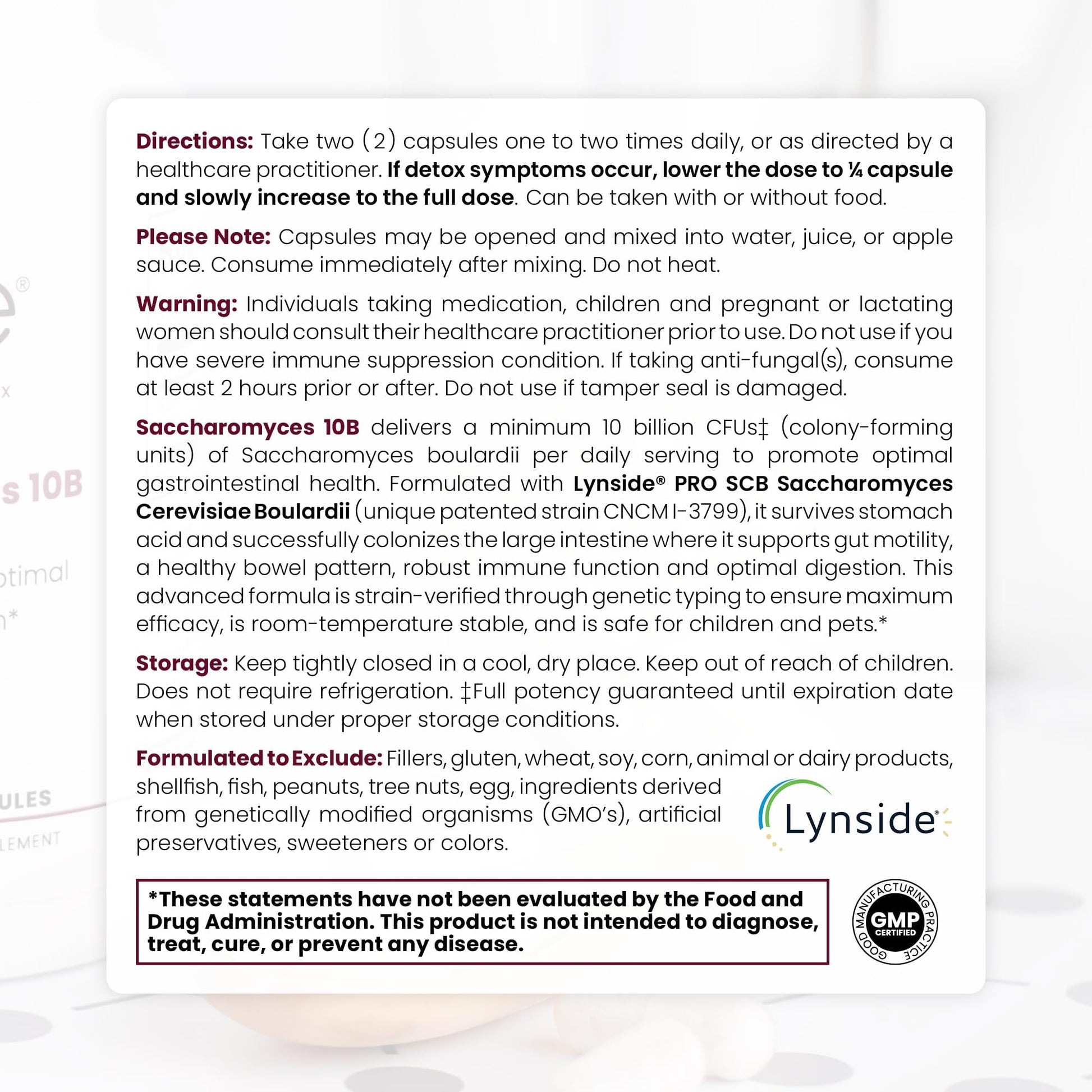 Saccharomyces 10B - Saccharomyces Boulardii, 10 Billion CFU Per Serving, Patented Strain: Lynside CNCM I-3799, Probiotic Capsules, Probiotics for Men and Women - 120 Count - Nirvana Guru