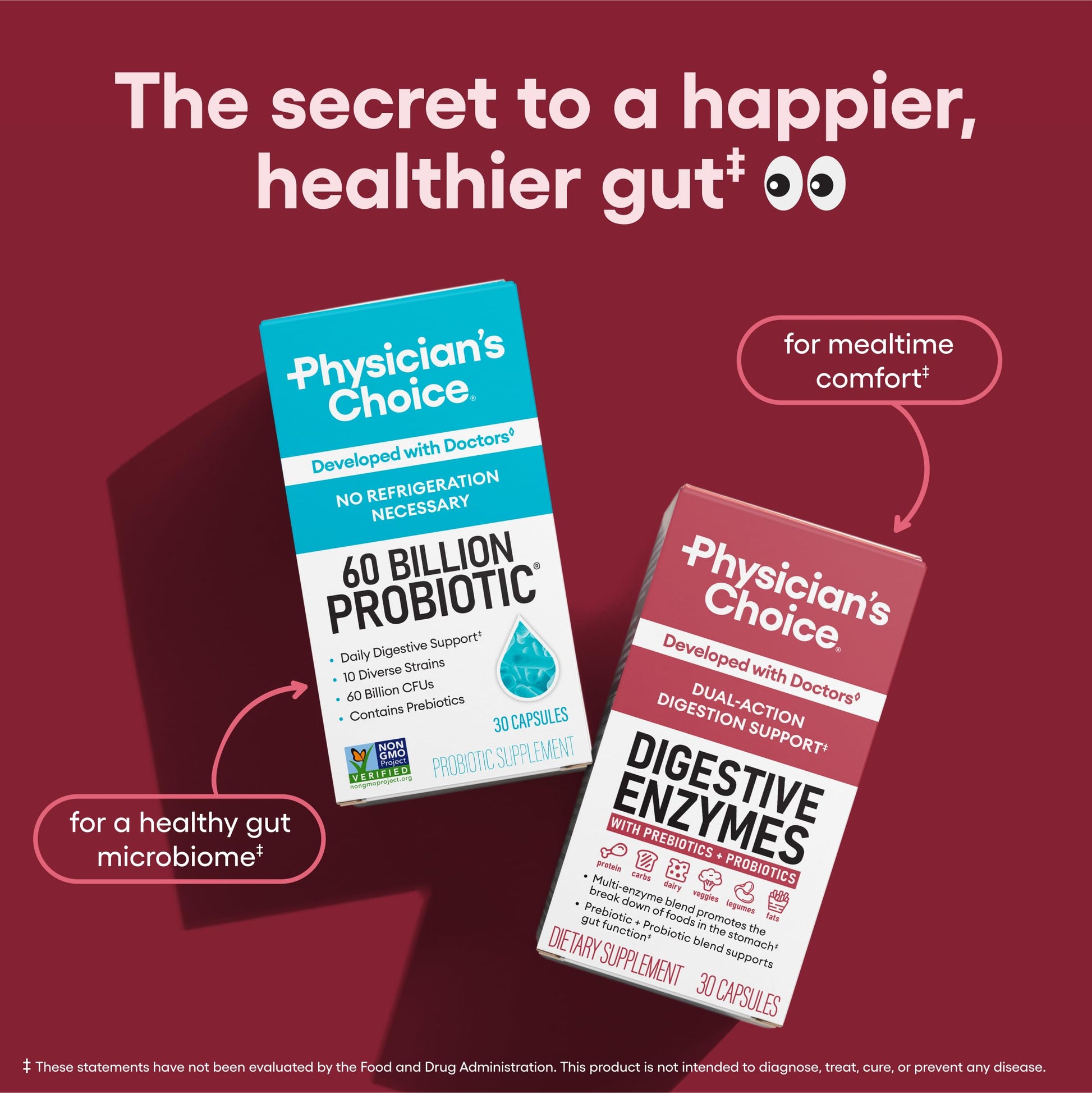 Physician's CHOICE Digestive Enzymes - Multi Enzymes, Organic Prebiotics & Probiotics for Digestive Health & Gut Health - Meal Time Discomfort Relief & Bloating - Dual Action Approach - 60 CT Nirvana Guru
