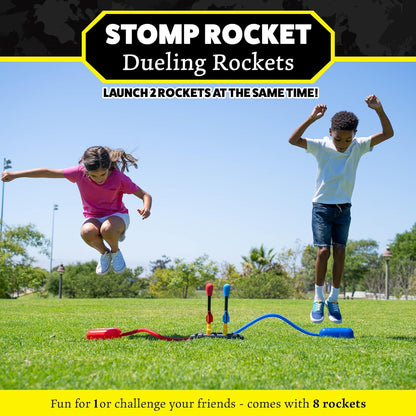 Stomp Rocket Original Dueling Rocket Launcher for Kids, 8 Rockets - Fun Backyard & Outdoor Kids Toys Gifts for Boys & Girls -Toy Foam Blaster Set Soars 200ft - Multi-Player Launcher Stand Nirvana Guru