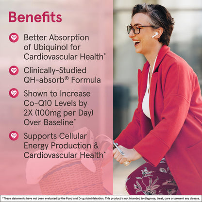 Jarrow Formulas® QH-Absorb®, 100 mg, Ubiquinol Dietary Supplement for Healthy Cardiovascular Function, 120 Softgels, 120 Day Supply - Nirvana Guru