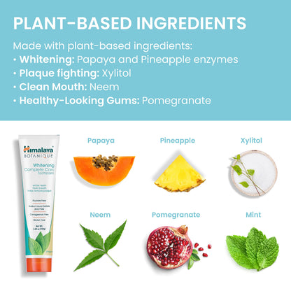 Himalaya Botanique Whitening Complete Care Toothpaste, Teeth Whitening, Fights Plaque, Fluoride Free, No Artificial Flavors, SLS Free, Cruelty Free, Foaming, Simply Mint Flavor, 5.29 Oz, 2 Pack - Nirvana Guru