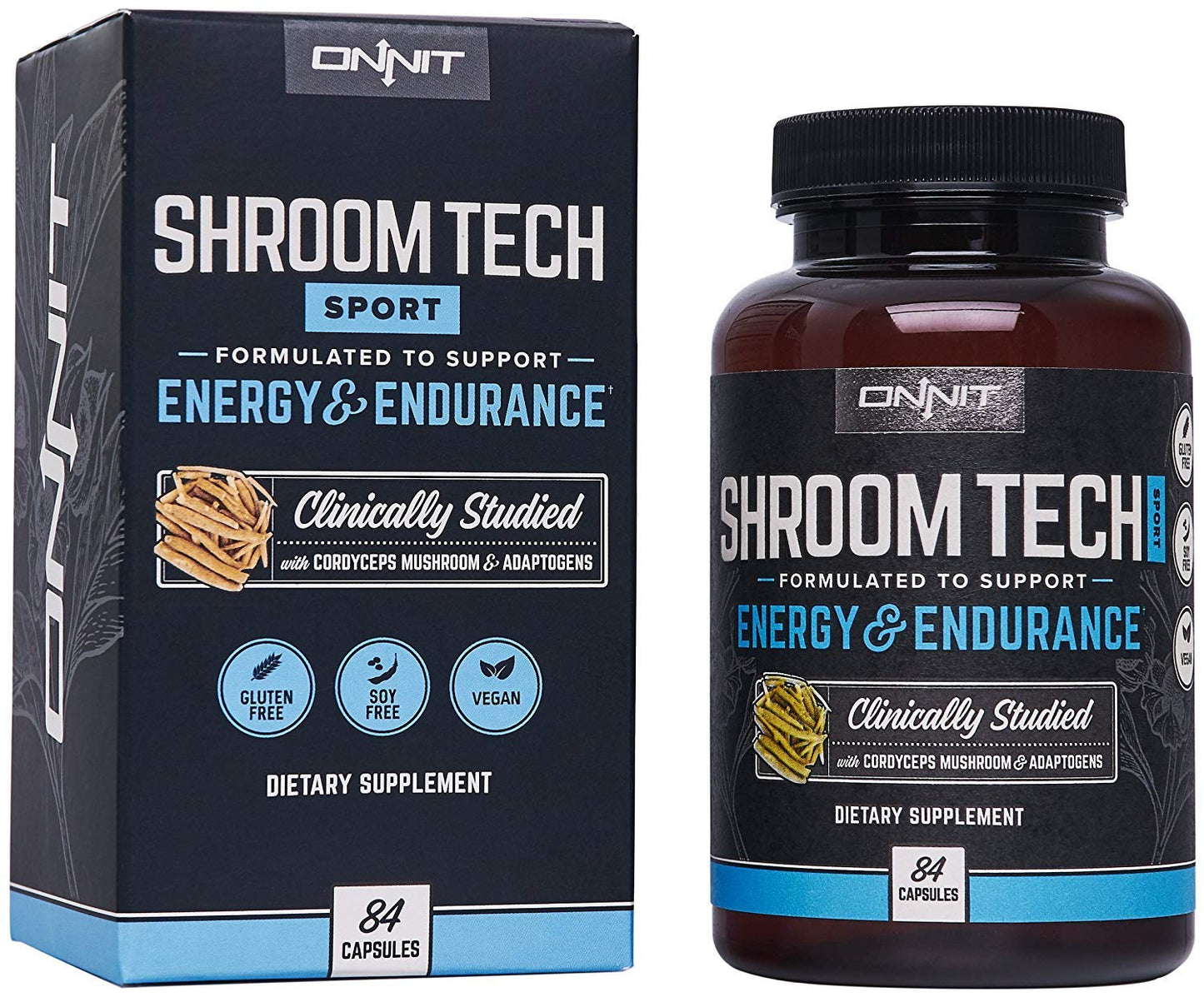 ONNIT Shroom Tech Sport Daily Exercise Support Capsules, Pre Workout Supplement with Cordyceps Mushrooms, Caffeine-Free Dietary Supplement for Daily Energy Support, 84 Count