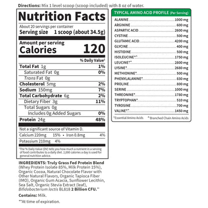 Garden of Life Sport Whey Protein Powder Chocolate, Premium Grass Fed Whey Protein Isolate Plus Probiotics for Immune System Health, 24g Protein, Non GMO, Gluten Free, Cold Processed - 20 Servings - Nirvana Guru