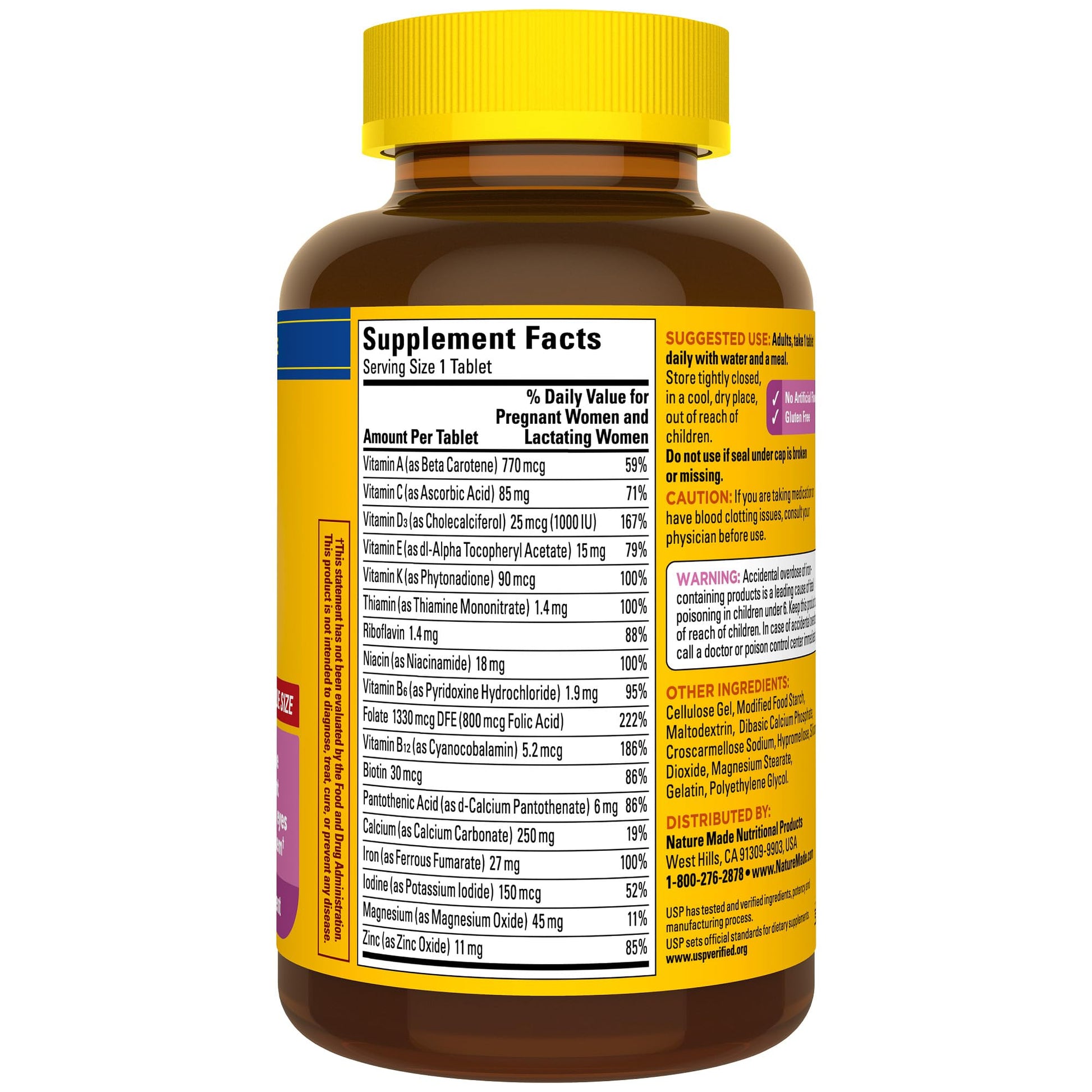 Nature Made Prenatal Multivitamin with Folic Acid, Prenatal Vitamin and Mineral Supplement for Daily Nutritional Support, 250 Tablets, 250 Day Supply - Nirvana Guru