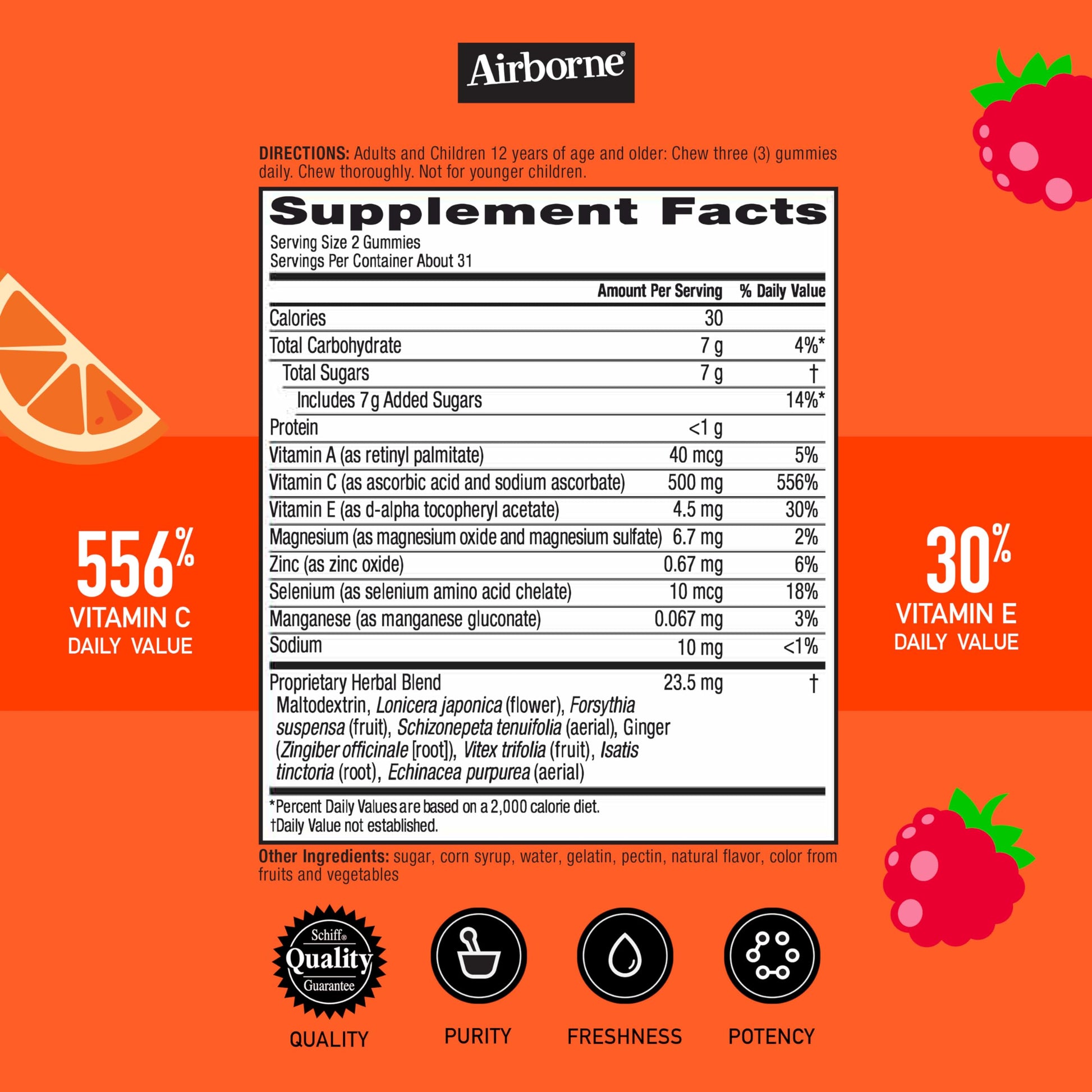 Airborne Vitamin C 500mg (per Serving) - Assorted Fruit Flavored Kids Gummies (63 Count in a Bottle), Gluten-Free Immune Support Supplement with Vitamins C E, Selenium Nirvana Guru