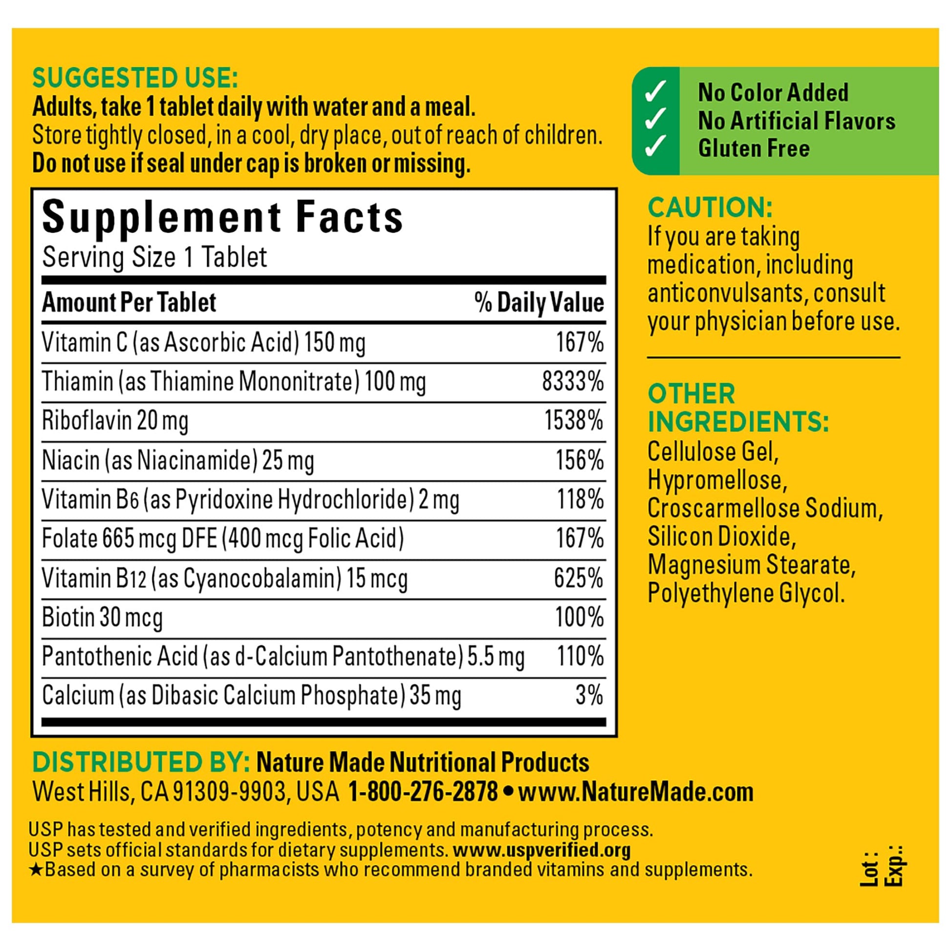 Nature Made Super B Complex with Vitamin C and Folic Acid, Dietary Supplement for Immune Support, 140 Tablets, 140 Day Supply - Nirvana Guru