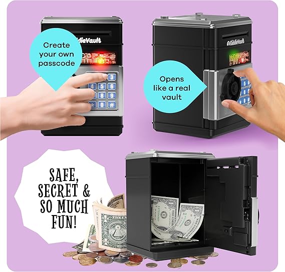 Piggy Bank for Kids - Electronic Money Saving Box w/Code- ATM Safe - Toy Coin Bank - Boys Toys for Age 3, 4, 5, 6, 7, 8, 9 - Birthday Gifts for 8, 9, 10, 11, 12 Year Old Boy and Girl nirvanaguru