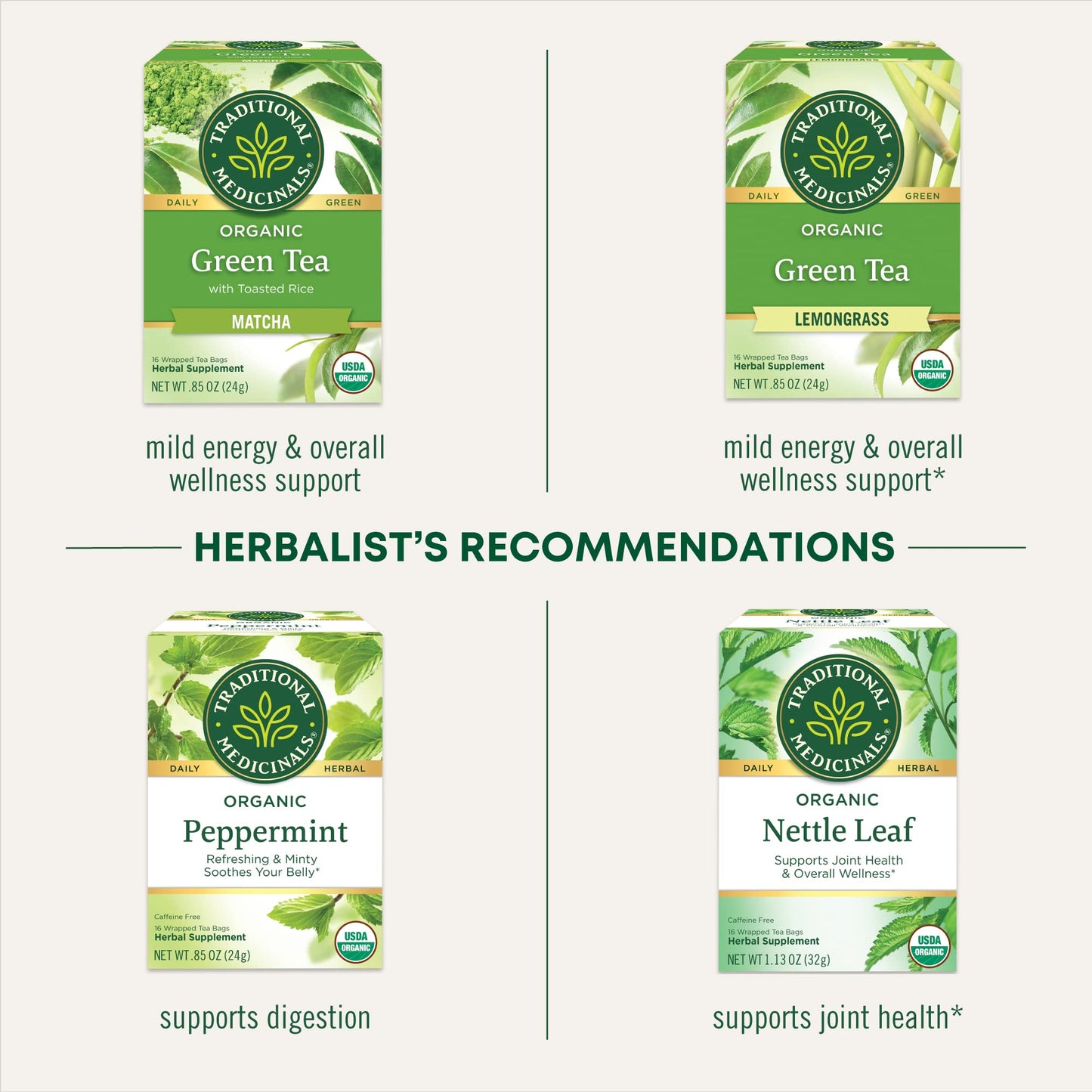 Traditional Medicinals Tea, Organic Green Tea Matcha, Genmaicha, Supports Health, 96 Tea Bags (6 Pack) - Nirvana Guru