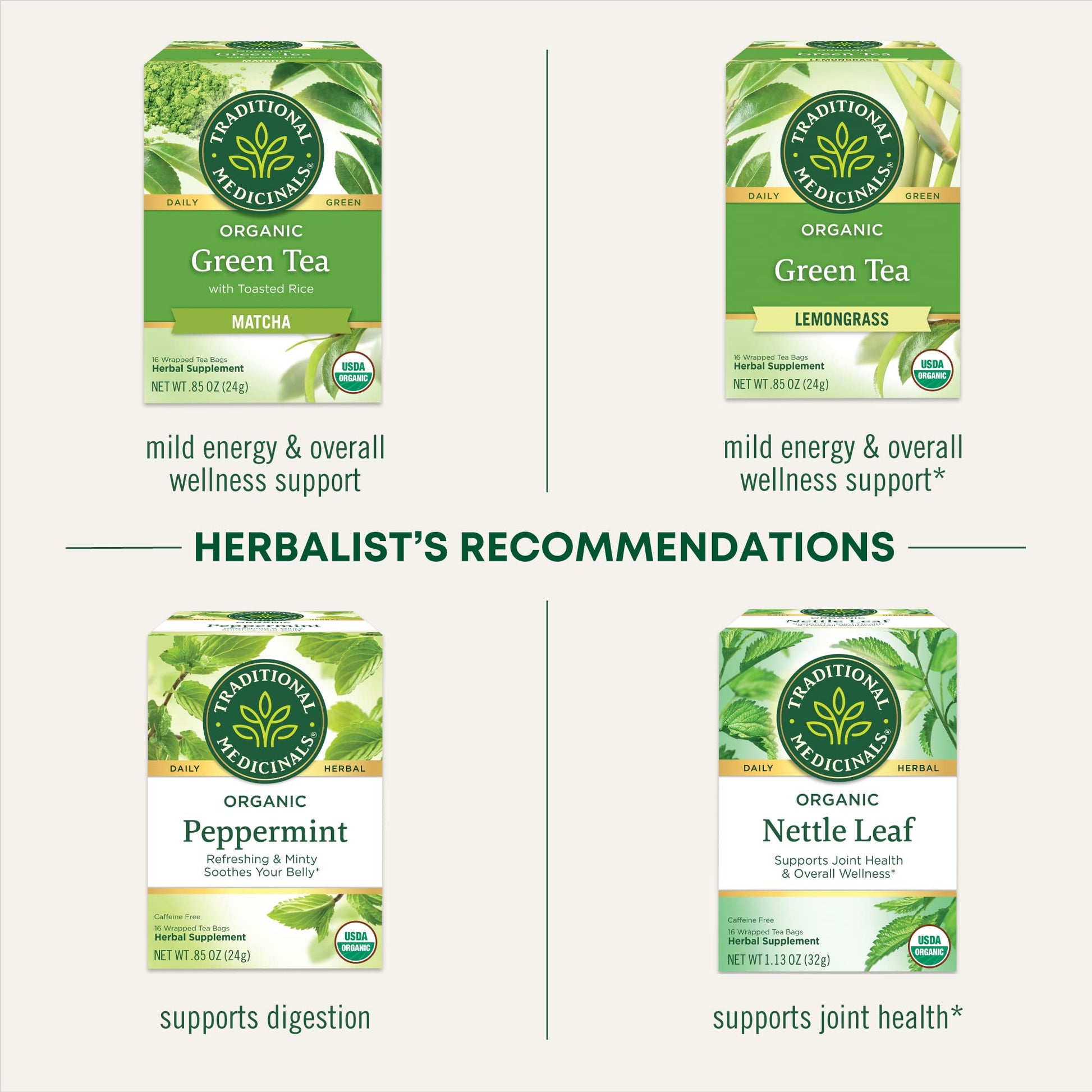 Traditional Medicinals Tea, Organic Green Tea Matcha, Genmaicha, Supports Health, 96 Tea Bags (6 Pack) - Nirvana Guru