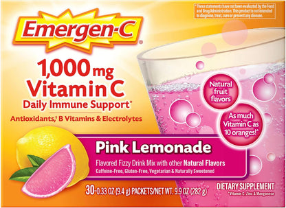 Emergen-C 1000mg Vitamin C Powder for Daily Immune Support Caffeine Free Vitamin C Supplements with Zinc and Manganese, B Vitamins and Electrolytes, Super Orange Flavor - 30 Count Nirvana Guru