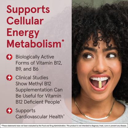 Jarrow Formulas Ultra Strength Methyl B-12 5000 mcg & Methyl Folate 800 mcg + P-5-P, Dietary Supplement for Cellular Energy Metabolism and Cardiovascular Support, 60 Chewable Tablets, 60 Day Supply - Nirvana Guru