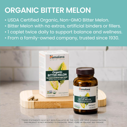 Himalaya Organic Bitter Melon for Glucose Metabolism, 660 mg, 60 Caplets, 1 Month Supply - Nirvana Guru