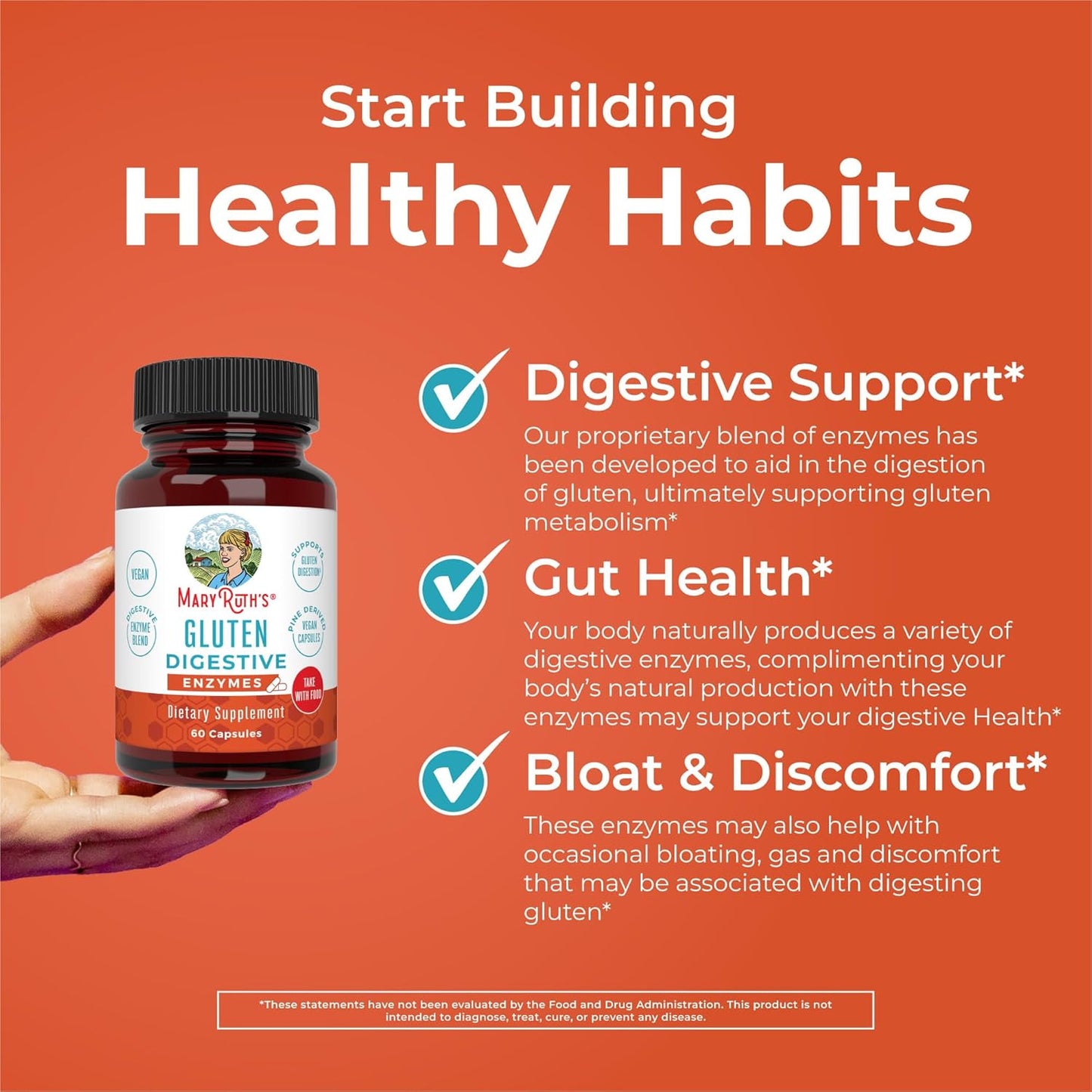 MaryRuth Organics Gluten Enzymes Capsules | Enzyme Supplement for Gut Health Support | Gluten Digestion | & Nutrient Absorption | Vegan | Gluten Free | 60 Count - Nirvana Guru