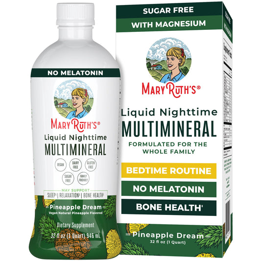 MaryRuth's Liquid Nighttime Multimineral | NO Melatonin | Bedtime Routine | Magnesium Citrate | Calcium | Zinc | Vitamin D3| Available in 4 Flavors | Vegan | Sugar Free | Gluten Free | 32 Oz - Nirvana Guru