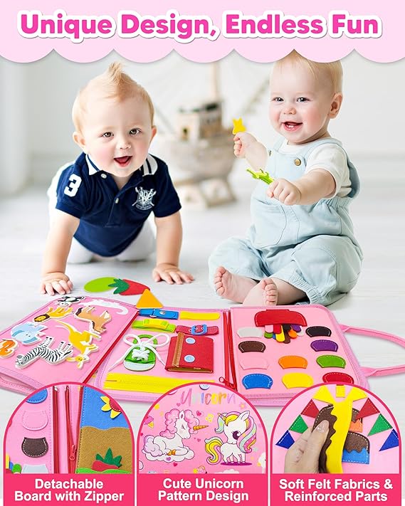 Exorany Busy Board Montessori Toys for Toddler Girl Birthday Gifts, Busy Book Sensory Learning Toys for Toddlers, Toddler Girl Airplane Car Travel Toy Educational Activities nirvanaguru