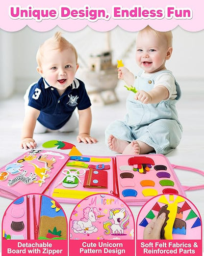 Exorany Busy Board Montessori Toys for Toddler Girl Birthday Gifts, Busy Book Sensory Learning Toys for Toddlers, Toddler Girl Airplane Car Travel Toy Educational Activities nirvanaguru