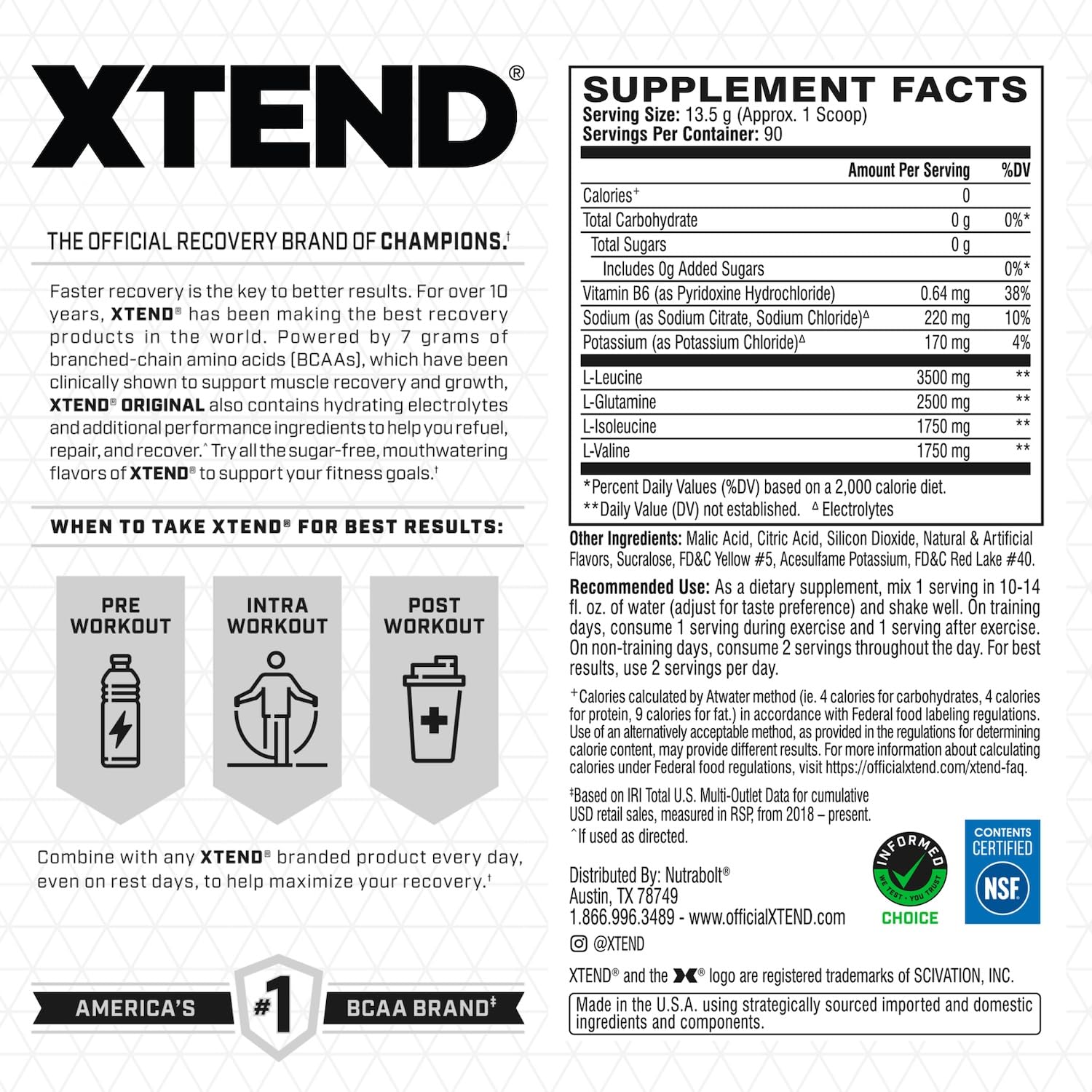 Original BCAA Powder Airheads Candy Flavor, 7g BCAA and 2.5g L-Glutamine, Sugar Free Post Workout Muscle Recovery Drink with Amino Acids for Men & Women, 30 Servings Nirvana Guru