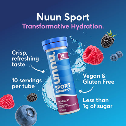 Nuun Sport Electrolyte Tablets with Magnesium, Calcium, Potassium, Chloride & Sodium, Gluten Free & Vegan, Strawberry Lemonade, 4 Pack (40 Servings Total)