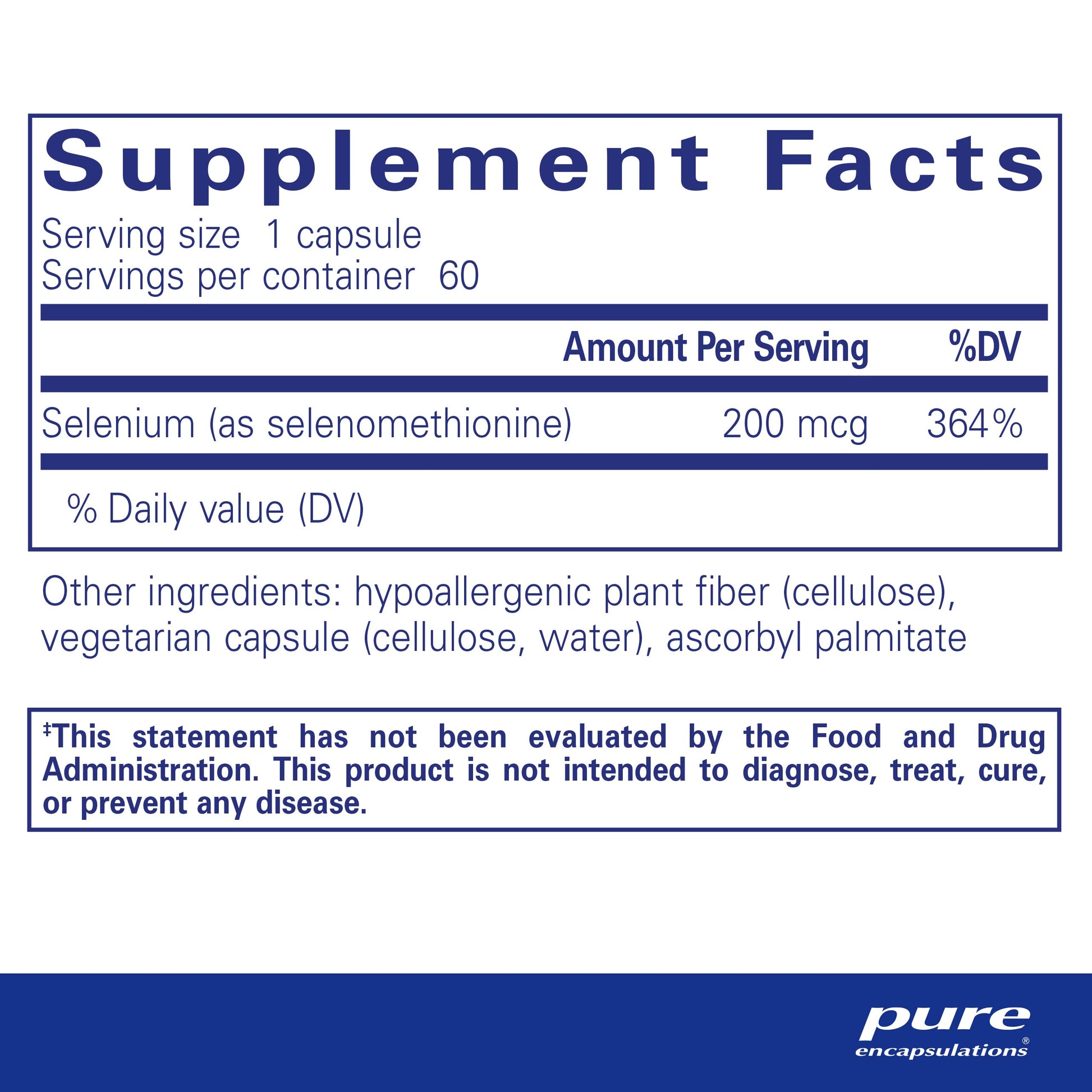 Pure Encapsulations Selenium - 200 mcg - for Healthy Cellular Function, Immune System & Antioxidant Defenses - Mineral Supplement - Vegan & Gluten Free - 60 Capsules Nirvana Guru