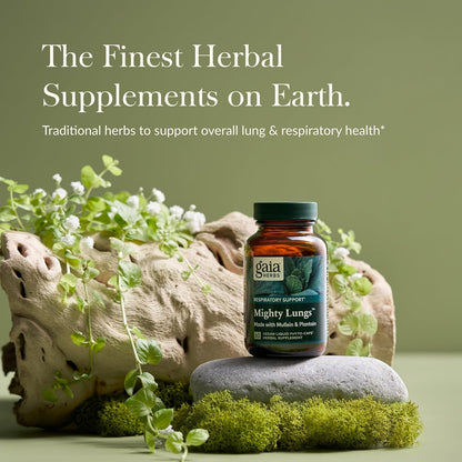 Gaia Herbs Mighty Lungs - Lung Support Supplement to Help Maintain Overall Lung & Respiratory Health* - With Mullein, Plantain, Schisandra & Elecampane - 60 Vegan Liquid Phyto-Capsules (30-Day Supply) - Nirvana Guru