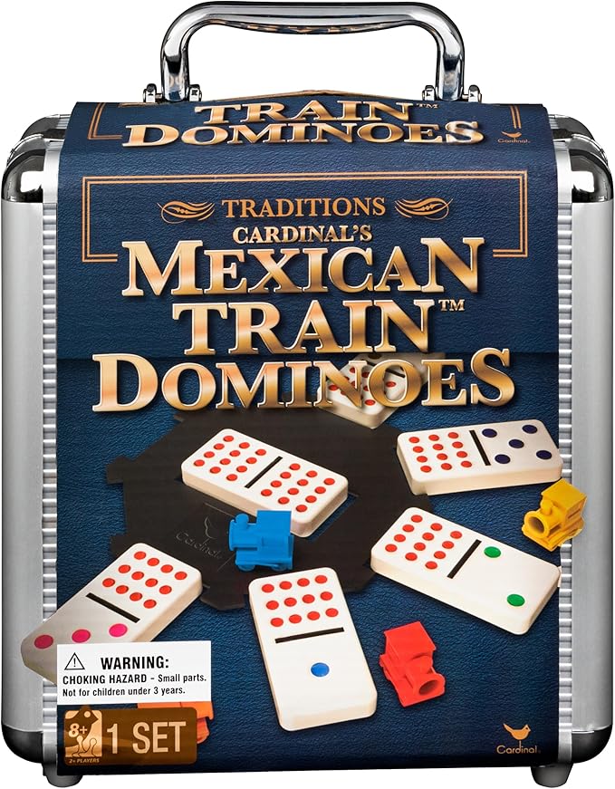 Spin Master Games, Mexican Train Dominoes Set in Aluminum Carry Case, Includes Colorful Trains for Fun-Filled Family Game Night, for Kids & Family, 2-8 Players, for Ages 8 & Up nirvanaguru