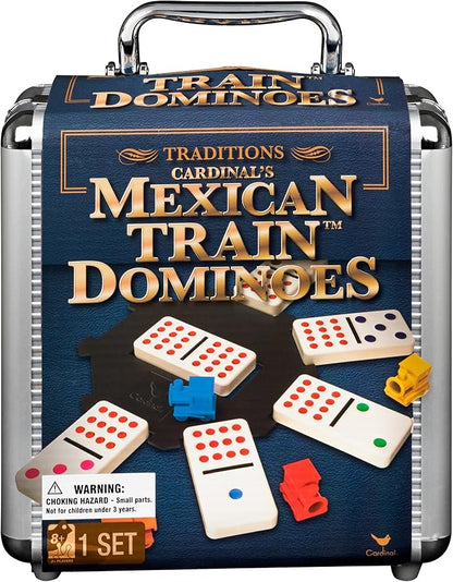 Spin Master Games, Mexican Train Dominoes Set in Aluminum Carry Case, Includes Colorful Trains for Fun-Filled Family Game Night, for Kids & Family, 2-8 Players, for Ages 8 & Up nirvanaguru