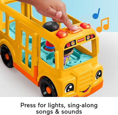 Fisher-Price Little People Toddler Toy School Bus Musical Push-Along Vehicle with 2 Figures for Pretend Play Ages 1+ Years nirvanaguru