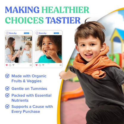 First Day Kids Multivitamin Gummies Age 4+, Strawberry & Orange - Kids Vitamins Multivitamin Gummy A C D3 K2 B1 B2 B6 B12 Folate, Immunity & Brain Function, Vegan - 30 Day Supply, Packaging May Vary Nirvana Guru