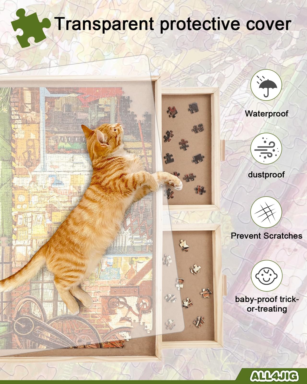 ALL4JIG 1500 Piece Rotating Puzzle Board with Drawers and Cover,25"x34"Portable Wooden Jigsaw Puzzle Table for Adults Portable,Lazy Susan Spinning Puzzle Boards Birthday Gift for mom Nirvana Guru