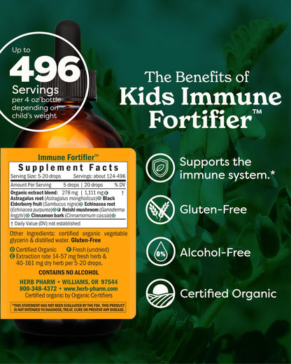 Herb Pharm Kids Certified-Organic Alcohol-Free Immune Fortifier Liquid Herbal Formula, 1 Ounce - Nirvana Guru
