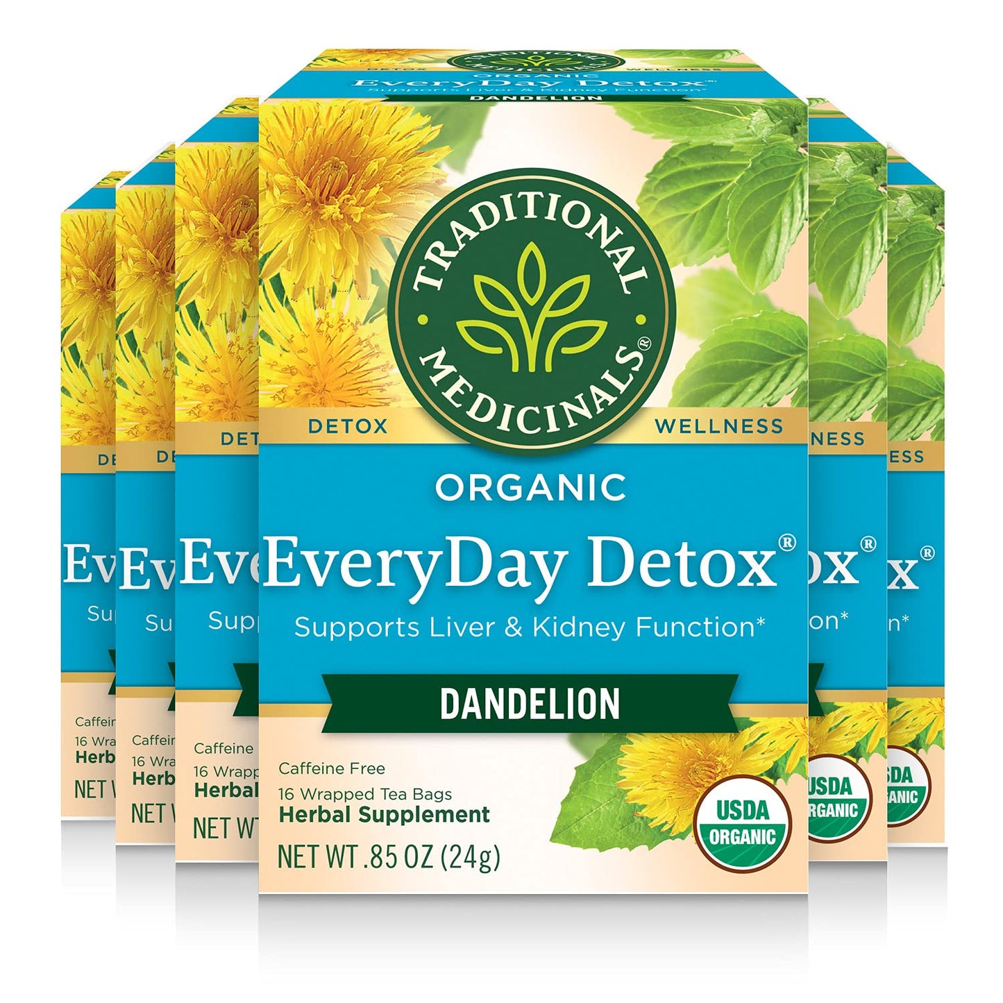 Traditional Medicinals Tea, Organic Roasted Dandelion Root, Supports Kidney Function & Healthy Digestion, 96 Tea Bags (6 Pack) - Nirvana Guru