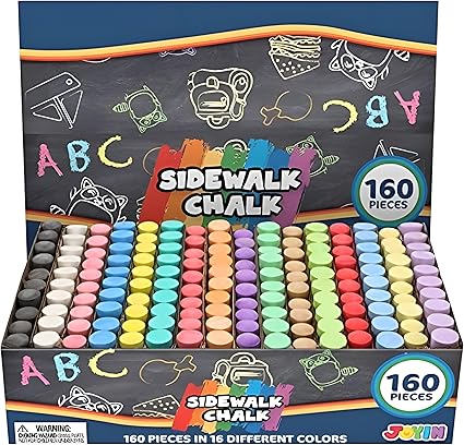 160 PCS Sidewalk Chalks Set Non-Toxic Washable Jumbo Chalk for Outdoor Art Play, Painting on Chalkboard, Blackboard and Playground Nirvana Guru