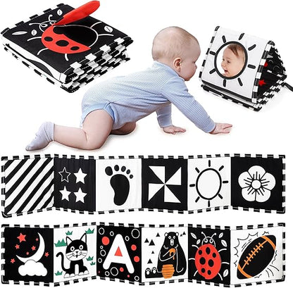 URMYWO Black and White Baby Toys, Tummy Time High Contrast Newborn Toys 0-3 Months, Soft Baby Book, Visual Stimulation Montessori Sensory Infant Toys 0-6-12 Months, Shower Gift for Boys Girls nirvanaguru