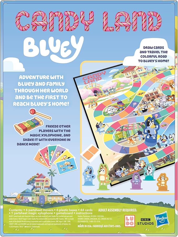Hasbro Gaming Candy Land Bluey Edition Board Game | Ages 3 and Up | 2-6 Players | Play as Dad, Mum, Bluey, Bingo, Muffin, or Socks | Preschool Games | Kids Gifts (Amazon Exclusive) nirvanaguru