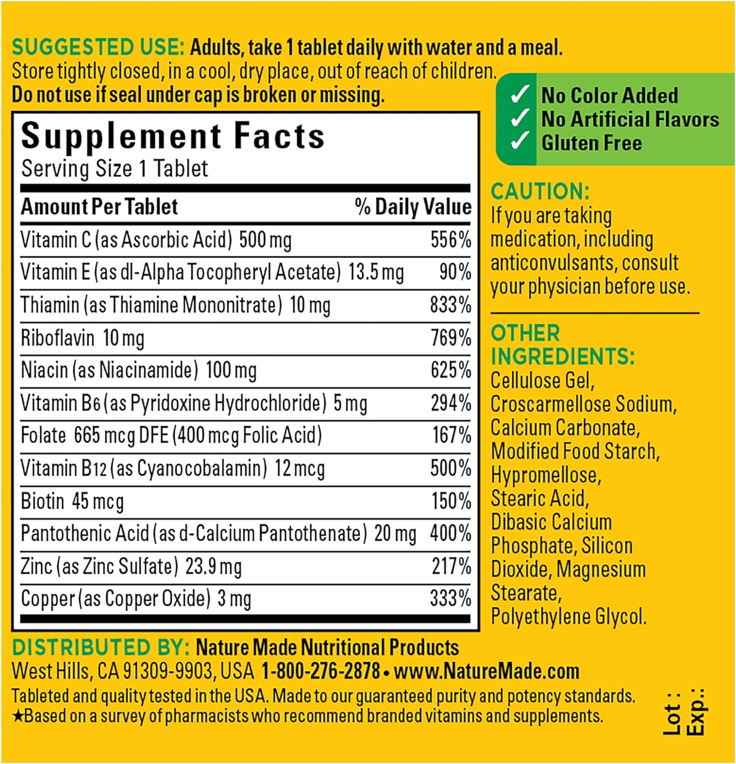 Nature Made Stress B Complex with Vitamin C and Zinc, Dietary Supplement for Immune Support, 75 Tablets, 75 Day Supply - Nirvana Guru