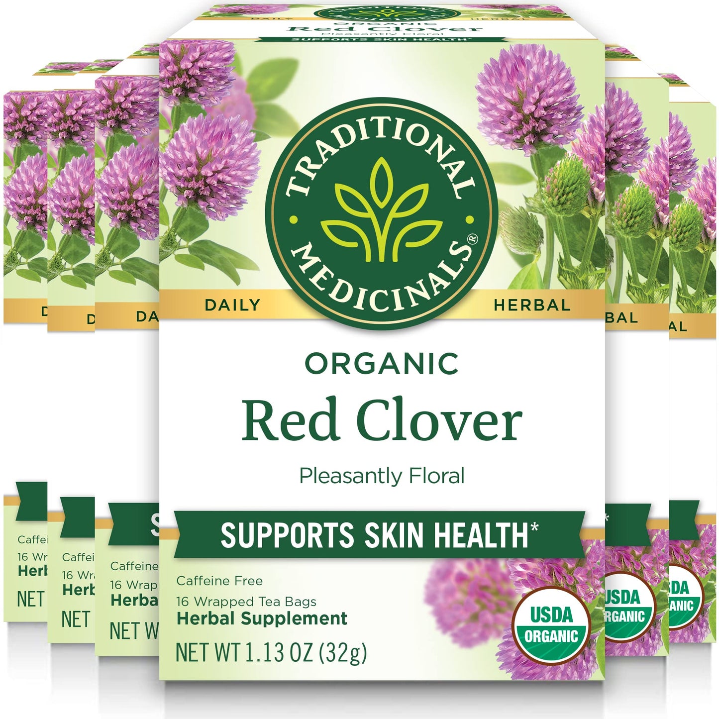 Traditional Medicinals Organic Red Clover, Caffeine Free, 16 Wrapped Tea Bags, 1.13 oz (32 g) - Nirvana Guru
