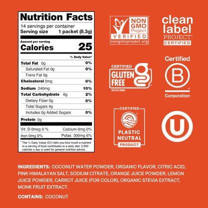 Cure Hydration | Plant-Based Electrolyte Drink Mix | No Added Sugar | FSA & HSA | Dehydration Relief Powder Made with Coconut Water | Non-GMO | Vegan | Pouch of 14 Packets - Berry Pomegranate